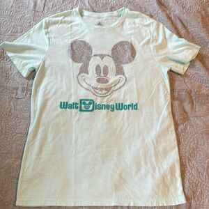 Pale Blue Sparkly Mickey Mouse Disney Shirt